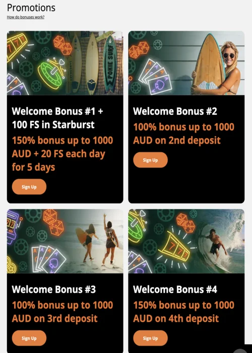 Welcome Bonus PokieSurf Casino